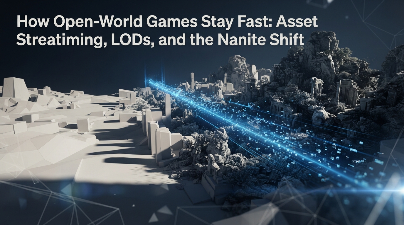 Editorial illustration for How Open-World Games Stay Fast: Asset Streaming, LODs, and the Nanite Shift
