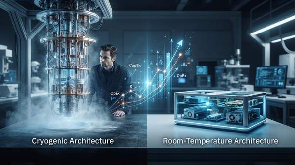 Editorial illustration for Quantum Computing Costs: A Comparison of Cryogenic and Room-Temperature Architectures